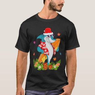 T-shirt Requin drôle Noël d'été hawaïen de surf