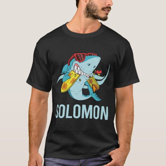 T-shirt Requin drôle - Nom de Salomon (Devant)