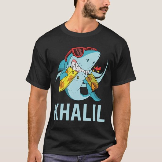 T-shirt Requin drôle - Nom Khalil (Devant)