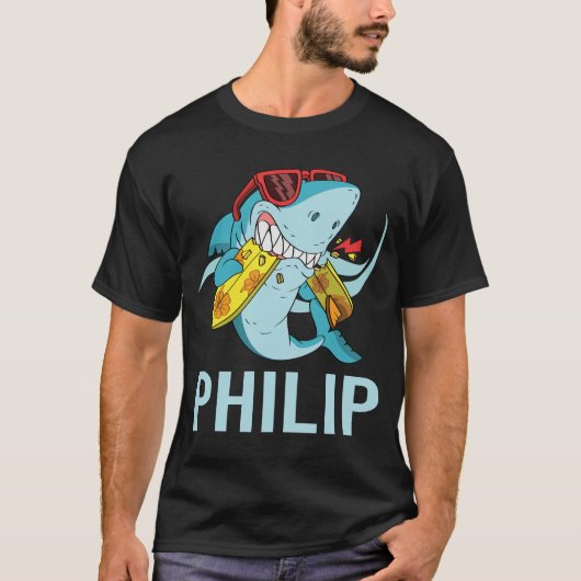 T-shirt Requin drôle - Nom Philip (Devant)