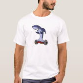 T-shirt Requin drôle sur Hoverboard rouge (Devant)