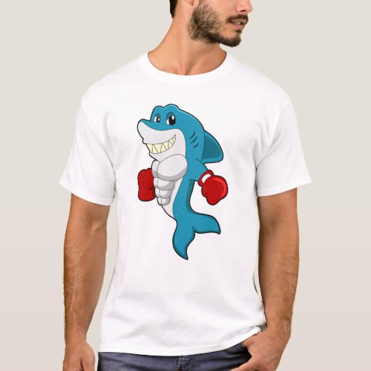 T-shirt Requin en boîte avec gants de boxe (Devant)