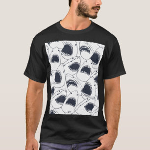 T-shirt Requin en colère, motif de gribouillis vintage.