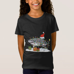 T-Shirt Requin entouré de feux de sapins de Noël Christma
