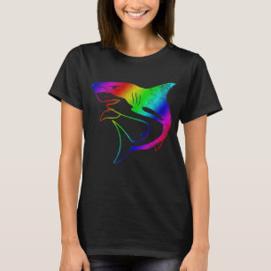 T-shirt Requin fou en arc-en-ciel psychédélique