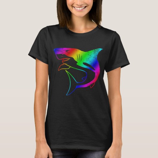 T-shirt Requin fou en arc-en-ciel psychédélique (Devant)