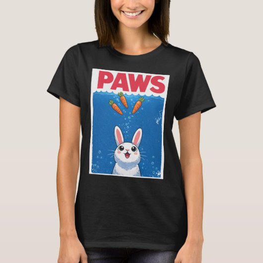 T-shirt Requin lapin drôle PAWS (Devant)
