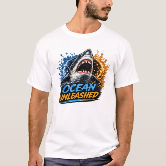 T-shirt Requin Ocean Unleashed – Éclaboussure Audacieuse B (Devant)
