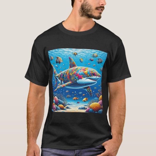 T-shirt requin pop art (Devant)