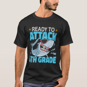 T-shirt Requin prêt à attaquer 4e année premier jour garço
