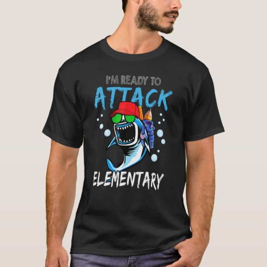 T-shirt Requin Prêt à Attaquer les Garçons Élémentaires de (Devant)