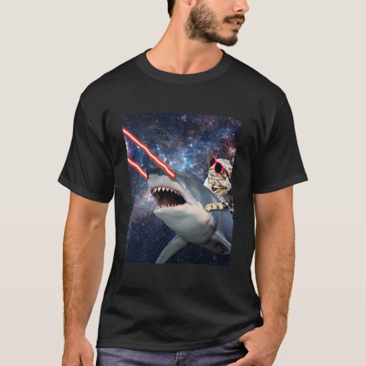 T-shirt Requin spatial laser à équitation (Devant)