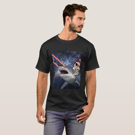 T-shirt Requin spatial laser à équitation (Devant entier)