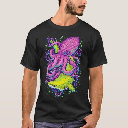 T-shirt requin vs kraken (Devant)