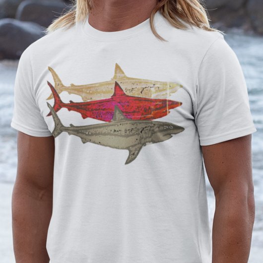 T-shirt requins de mer cool blanc