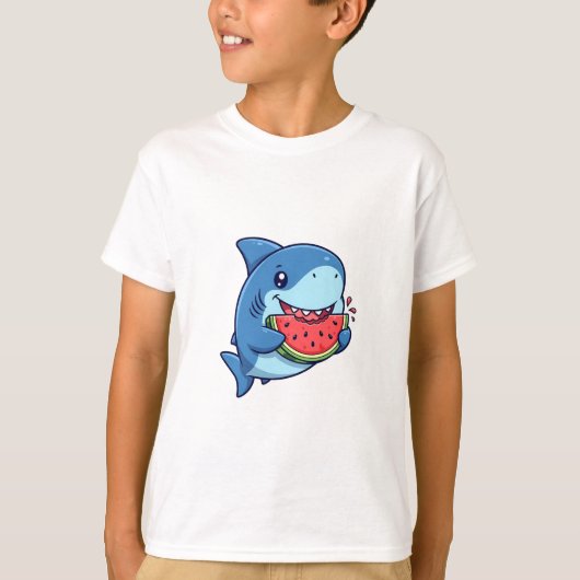 T-shirt Requins enfants mangeant de la pastèque (Devant)