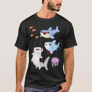 T-shirt Requins et méduses pastel mignons Kawaii