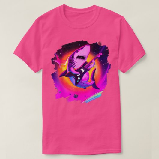 T-shirt Requins jouant de la guitare dans l'espace extra-a (Design devant)