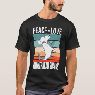 T-shirt Requins Marteaux Rétro Art Marteau Poisson Amour P
