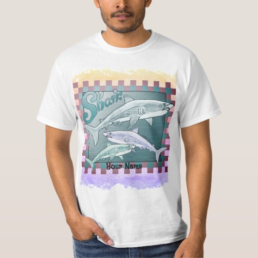 T-shirt Requins rétro (Devant)