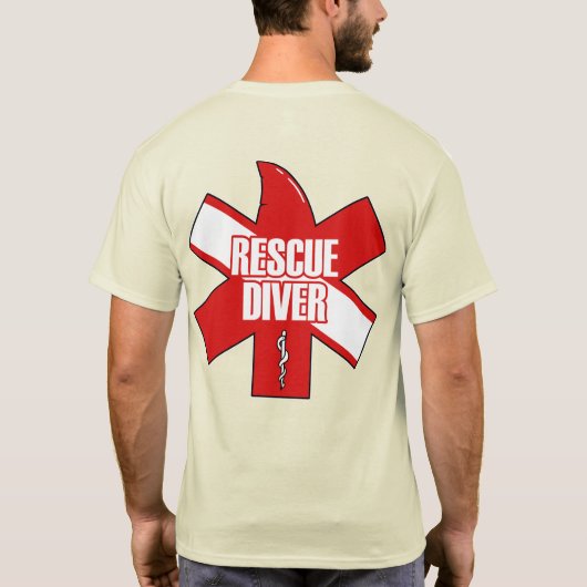 T-shirt Rescue Diver Cross Dive Flag Style 1 (Dos)