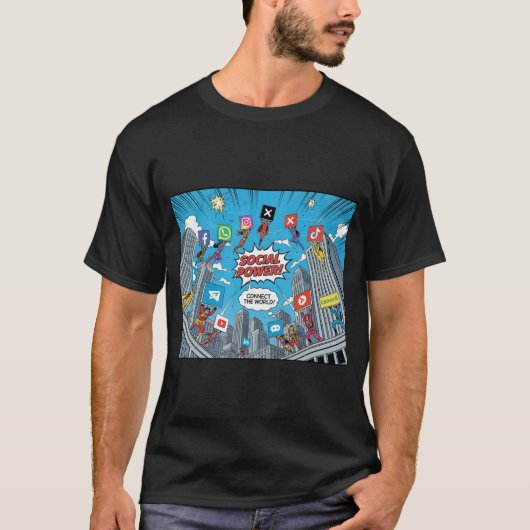 T-shirt Réseaux Sociaux Bandes Dessinées (Devant)