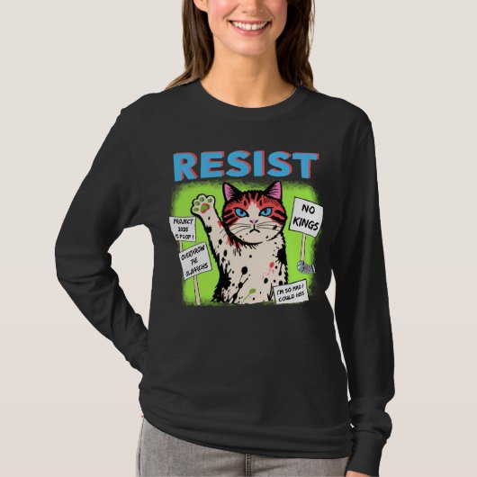 T-shirt Résistance Protestation Chat 2025 (Devant)