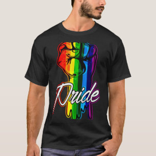 T-shirt Résiste Poing Retro Arc-En-Ciel Main Gay Lgbt Prid