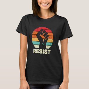 T-shirt Résister Poing Levé Rétro Coucher de Soleil Égalit