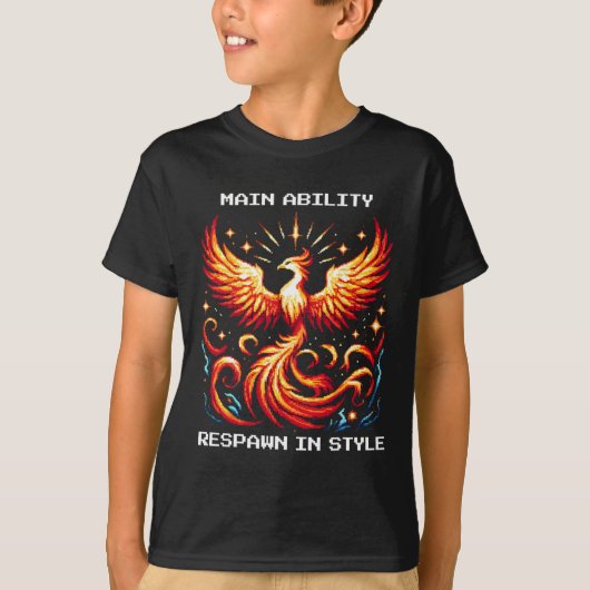 T-shirt Respawn In Style Phoenix Pixel Revival Gamer Art  (Devant)