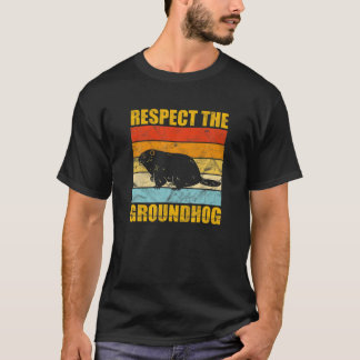 T-shirt Respect Groundhog Day Vintage Sunset Retro Wood Ch