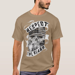 T-shirt Respect the Beard Funny Skull Beard Saying