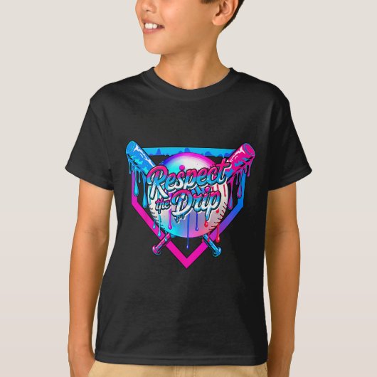 T-shirt Respect The Drip Baseball Ice Cream For Kids Boys  (Devant)