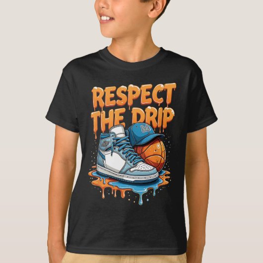 T-shirt Respect The Drip Sneaker Swag Sketll Street Style (Devant)