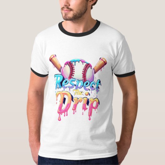 T-shirt Respect The Drip Vibrant Typography Baseball (Devant)