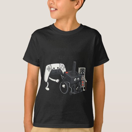 T-shirt Respect Your Elders Funny Gaming 80s Style Old New (Devant)