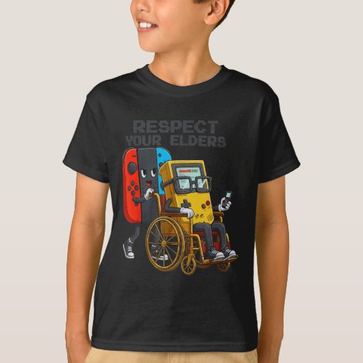 T-shirt Respect Your Elders Gaming Control Retro Funny Gam (Devant)