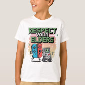 T-shirt Respect Your Elders Gaming Control Retro Funny Gam (Devant)