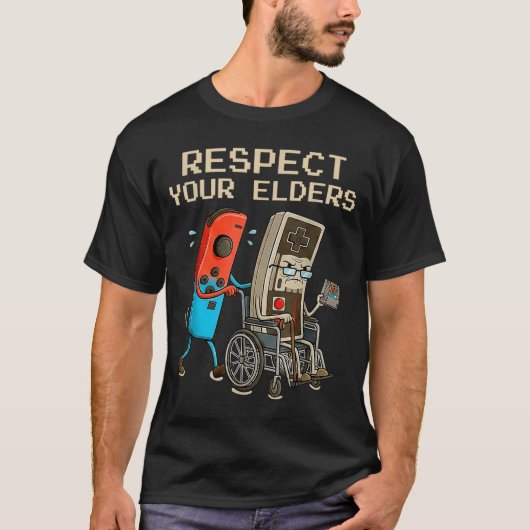 T-shirt Respect Your Elders Retro Gaming Controller Funny  (Devant)