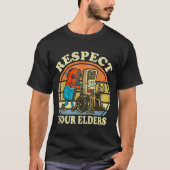 T-shirt Respect Your Elders Retro Gaming Funny Controller  (Devant)