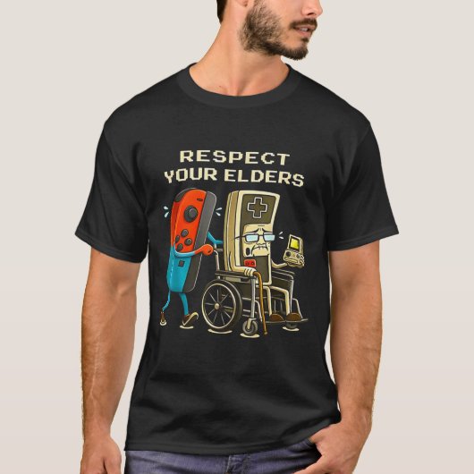 T-shirt Respect Your Elders Retro Gaming Funny Gamer Contr (Devant)