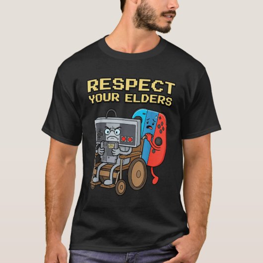 T-shirt Respect Your Elders Retro Gaming Funny Gamer Contr (Devant)