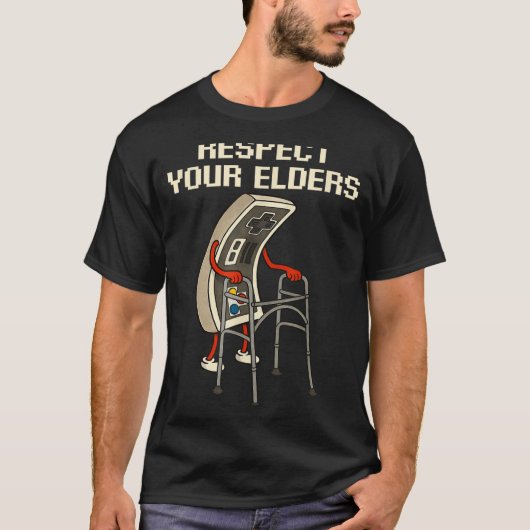 T-shirt Respect Your Elders Retro Gaming Funny Gamer Contr (Devant)