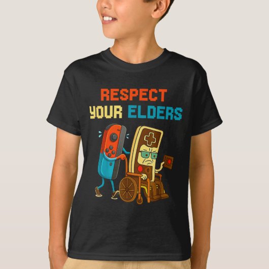 T-shirt Respect Your Elders Retro Gaming Funny Gamer Contr (Devant)