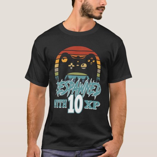 T-shirt Respecté Avec 10 XP Video Gamer 10e anniversaire G (Devant)