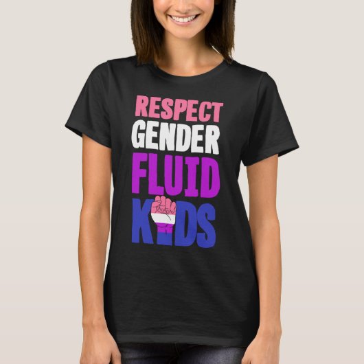 T-shirt Respecter Genderfluide enfants mignonne LGBTQ Ally (Devant)