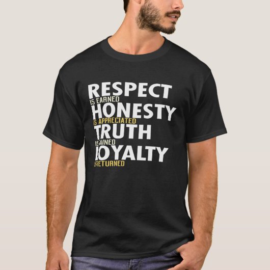T-SHIRT RESPECTER HONNÊTETÉ VÉRITÉ LOYAUTÉ (Devant)