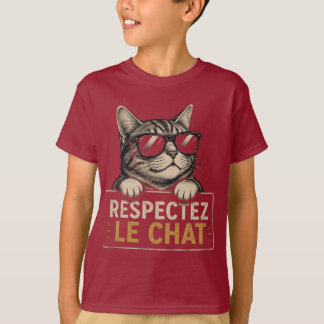 T-shirt Respectez le chat – Illustration de chat à lunette