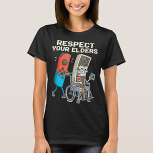 T-shirt Respectez les aînés jeu rétro drôle manette de gam