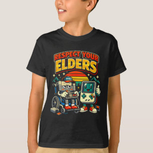 T-shirt Respectez les aînés jeu vidéo rétro drôle manette